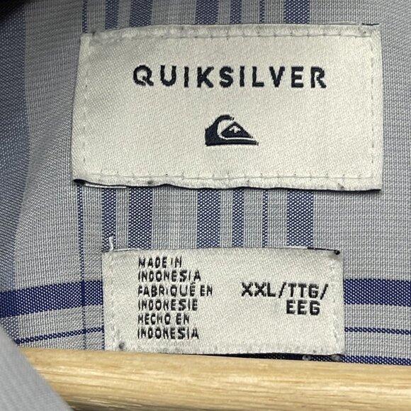 Quiksilver Mens Plaid Button-Up Shirt XXL Blue & Gray - Picture 2 of 5